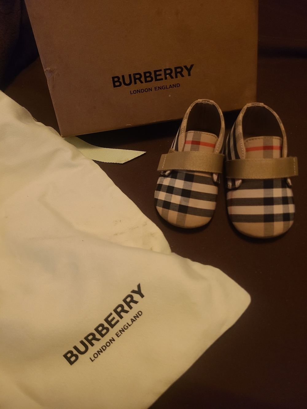 Burberry Beige Nova Check Baby Mary Janes